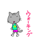 走る猫 (グレー)（個別スタンプ：36）