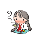 little Long braids girl（個別スタンプ：3）