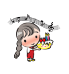 little Long braids girl（個別スタンプ：24）