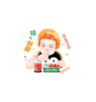 Happy little girl man-man（個別スタンプ：1）