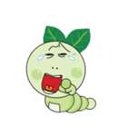 Funny Round Green Worm（個別スタンプ：13）