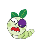 Funny Round Green Worm（個別スタンプ：20）