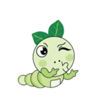 Funny Round Green Worm（個別スタンプ：27）