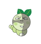 Funny Round Green Worm（個別スタンプ：30）