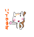 ウクレレを弾く猫 (白)（個別スタンプ：14）