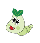 Funny Round Green Worm Stupid Actions（個別スタンプ：3）