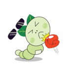 Funny Round Green Worm Stupid Actions（個別スタンプ：16）