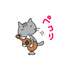 ウクレレを弾く猫 (グレー)（個別スタンプ：20）