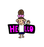 お猿、と女の子（個別スタンプ：4）