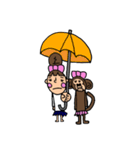 お猿、と女の子（個別スタンプ：11）