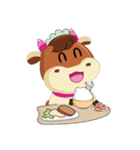 Daily of Little Cute Pink Dairy Cattle（個別スタンプ：21）