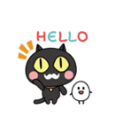 黒猫ポとタマゴちゃん（個別スタンプ：1）