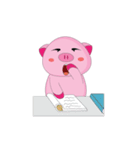 Busy Study Time of A Plump Pink Animated（個別スタンプ：5）