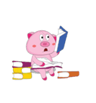 Busy Study Time of A Plump Pink Animated（個別スタンプ：8）