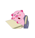 Busy Study Time of A Plump Pink Animated（個別スタンプ：9）