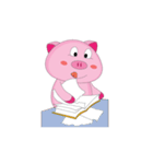 Busy Study Time of A Plump Pink Animated（個別スタンプ：10）