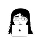 Long hair boy with glasses（個別スタンプ：24）