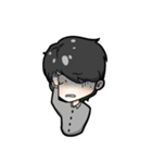 black haired boys（個別スタンプ：34）