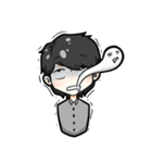 black haired boys（個別スタンプ：36）