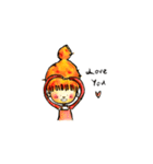 Orange Puffy Hair（個別スタンプ：10）