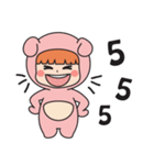Pink bear (Girls)（個別スタンプ：20）
