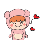 Pink bear (Girls)（個別スタンプ：39）
