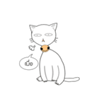 funny white cat face（個別スタンプ：3）