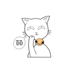 funny white cat face（個別スタンプ：4）