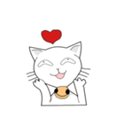 funny white cat face（個別スタンプ：7）