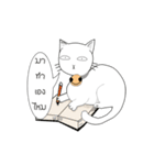 funny white cat face（個別スタンプ：10）