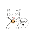 funny white cat face（個別スタンプ：12）