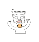 funny white cat face（個別スタンプ：13）