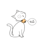 funny white cat face（個別スタンプ：19）