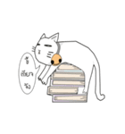 funny white cat face（個別スタンプ：21）