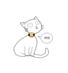 funny white cat face（個別スタンプ：22）