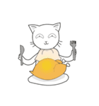 funny white cat face（個別スタンプ：26）