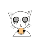 funny white cat face（個別スタンプ：32）
