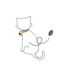 funny white cat face（個別スタンプ：34）
