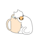 funny white cat face（個別スタンプ：40）