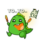 Funny Green Dino（個別スタンプ：21）