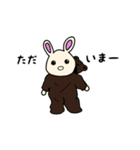 クマのきぐるみを着たウサギ（個別スタンプ：1）