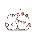 Cute Bunny Couple Ppoya ＆ PpoPpo Ver.1（個別スタンプ：1）
