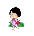 Long Day of Little Girl in Flower Dress（個別スタンプ：7）