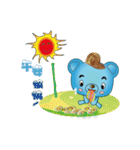 Blue bear with bushy eyebrows (Chinese)（個別スタンプ：3）