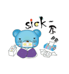 Blue bear with bushy eyebrows (Chinese)（個別スタンプ：18）