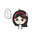 Wearing a headset girl and owl（個別スタンプ：3）