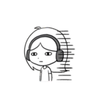 Wearing a headset girl and owl（個別スタンプ：4）