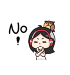 Wearing a headset girl and owl（個別スタンプ：9）