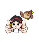 Wearing a headset girl and owl（個別スタンプ：19）