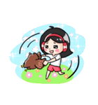 Wearing a headset girl and owl（個別スタンプ：22）